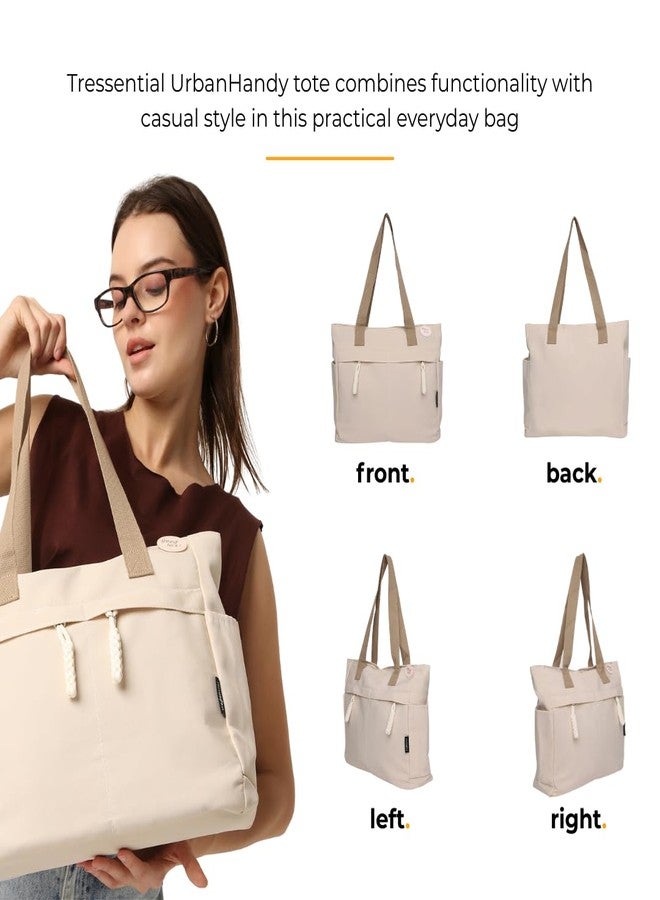 Tressential UrbanHandy Canvas Tote Bag, HandBag for Women, Multi-Pocket Design, Casual Style for Office & College (Ivory) - Image 4